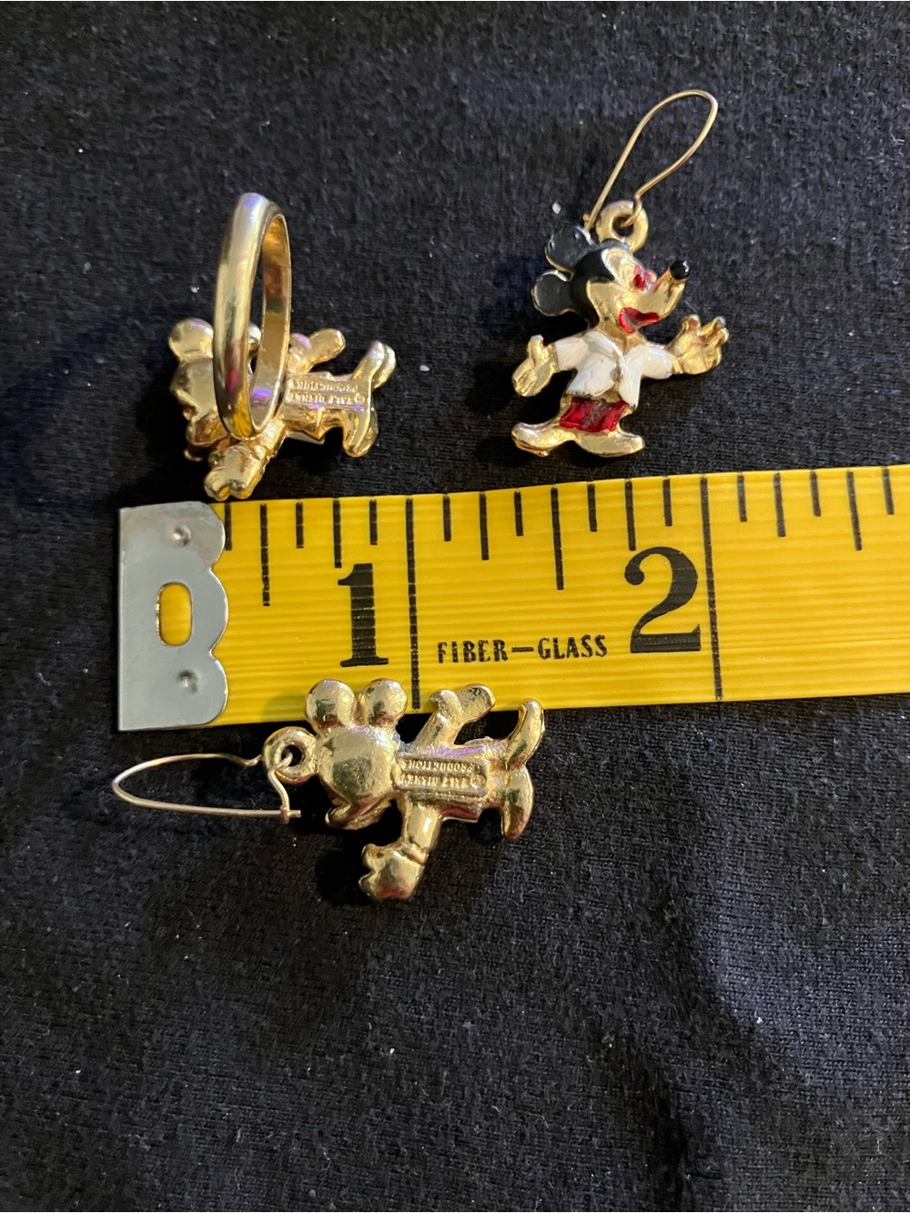 Vintage Walt Disney Productions Mickey Mouse Enamel Earring & Ring Set Pre-1986 - Picture 5 of 9